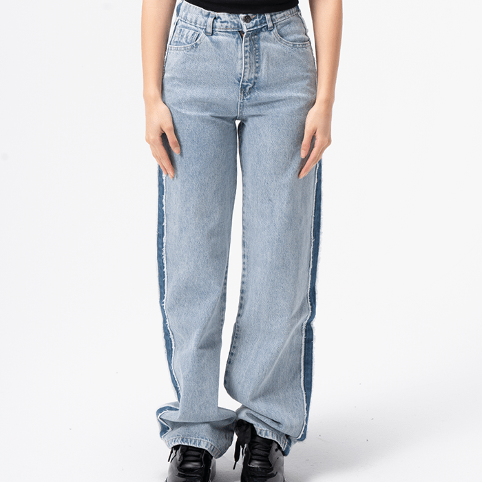 Light Blue Baggy Jean-c With Strap