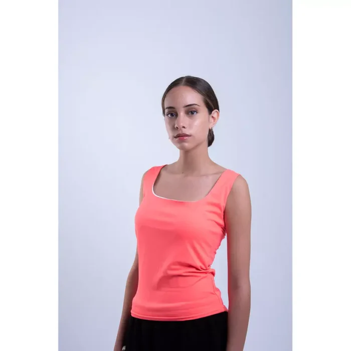 Orange square-neck tank top