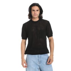Men’s Round Collar Patterned Knitted T-Shirt