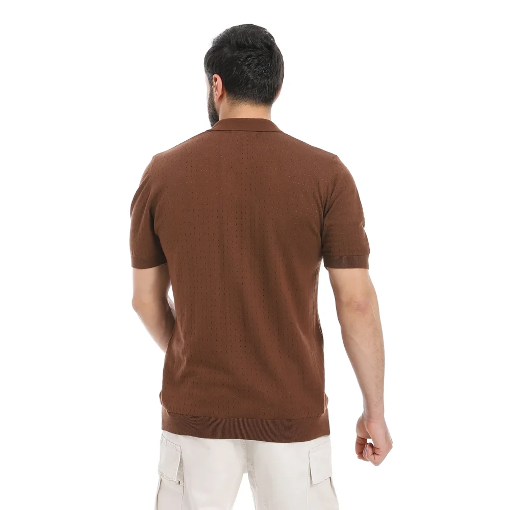 Men’s Woven Polo Neck T-Shirt - Image 5