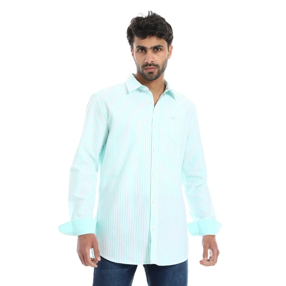 Men’s Striped Cotton Modern Regular Fit Shirt - Image 3