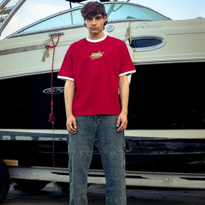 RINGER T-SHIRT BURGUNDY