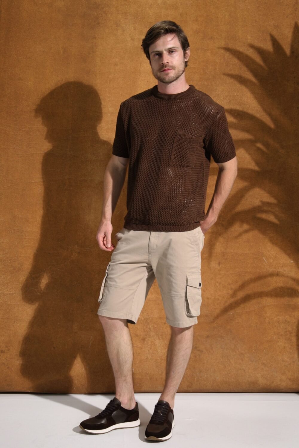 Men’s Round Collar Patterned Knitted T-Shirt