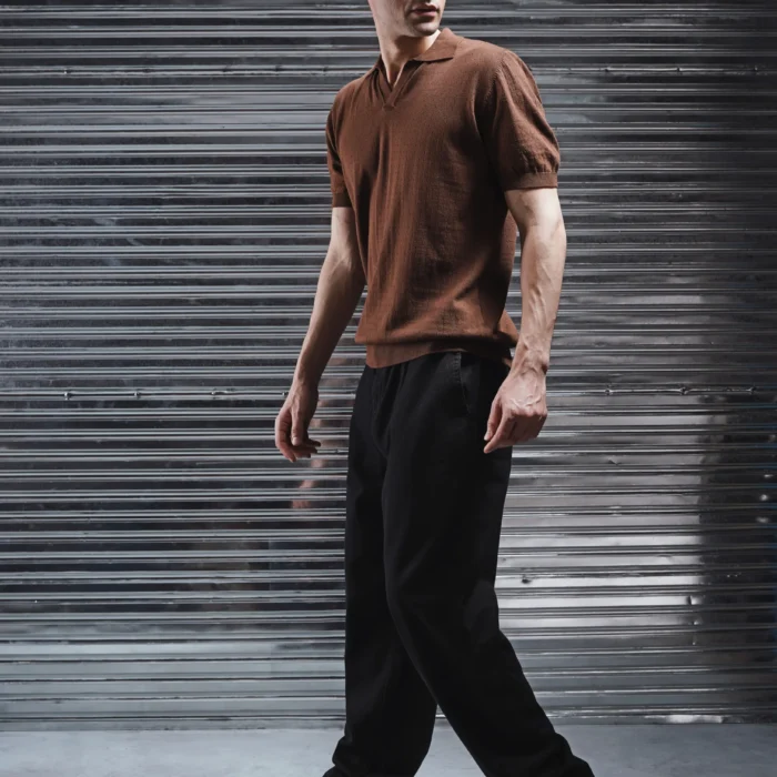 Men’s Woven Polo Neck T-Shirt