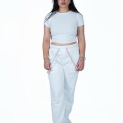 white pixels rope pants