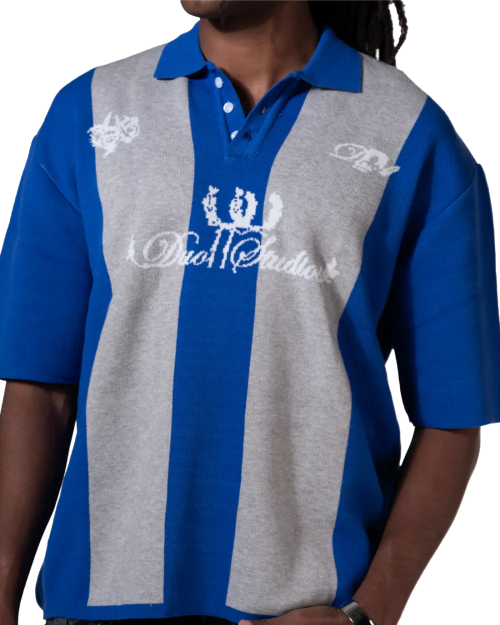 knitted striped polo blue striped - Image 5