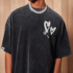 Oversized T-Shirt with Painted Hearts