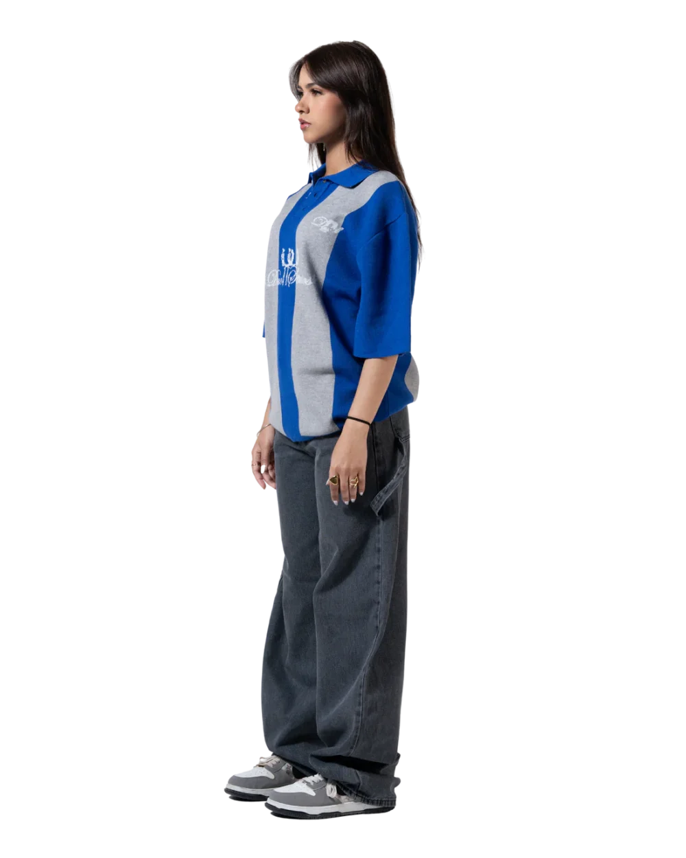 knitted polo blue striped - Image 2
