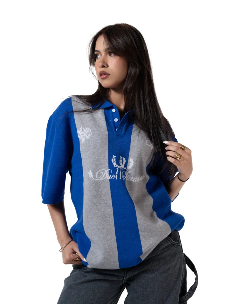 knitted polo blue striped - Image 5