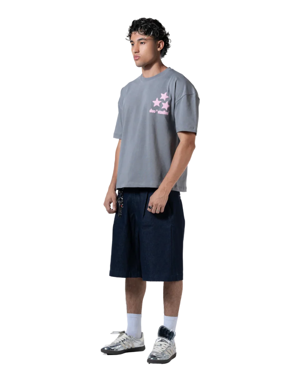 stars printed T-shirt gray - Image 2