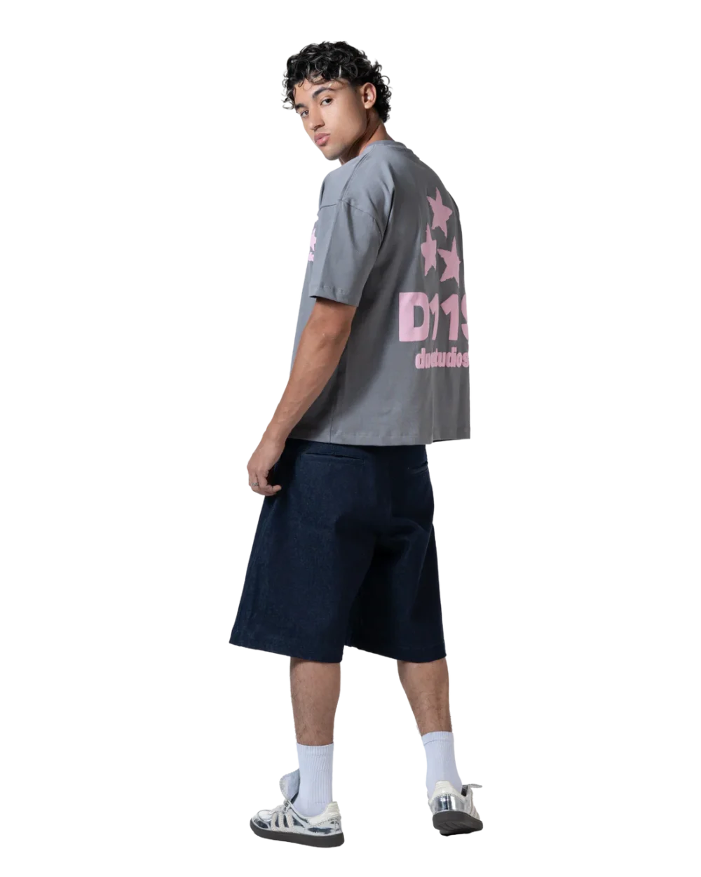 stars printed T-shirt gray - Image 4