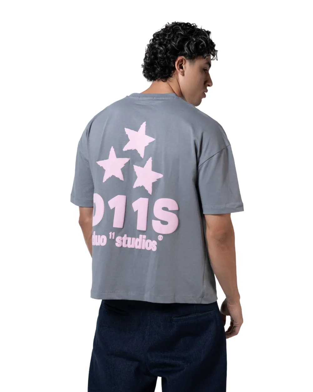 stars printed T-shirt gray - Image 6