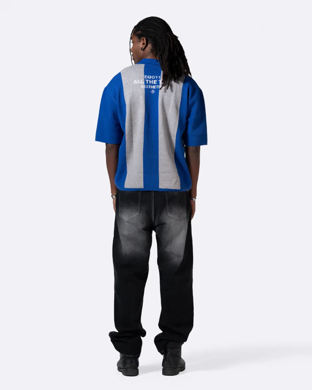 knitted striped polo blue striped - Image 4