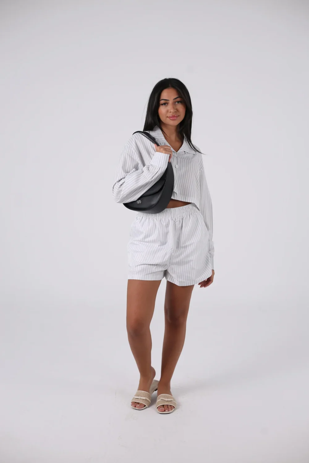 The obsidian bloom collection(Girls)Soft striped shorts - Image 2