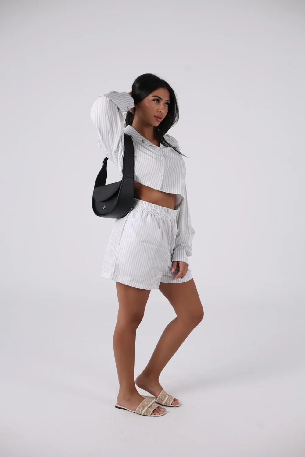 The obsidian bloom collection(Girls)Soft striped shorts - Image 3