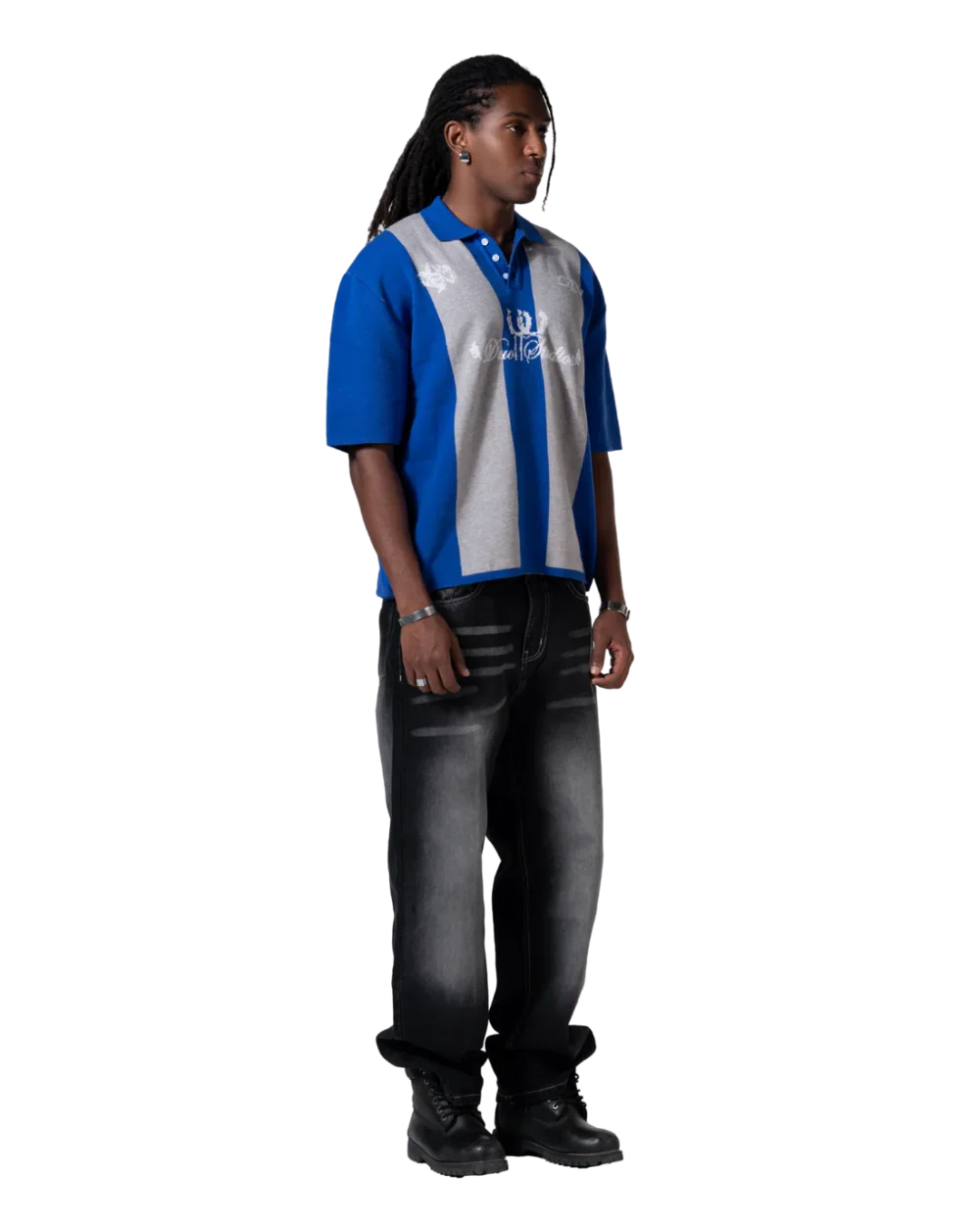 knitted striped polo blue striped - Image 3