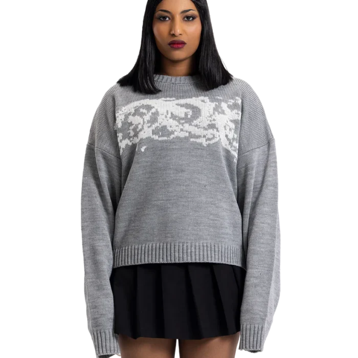 Duo knitted grey crewneck