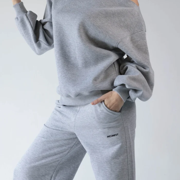 Grey Off-Shoulder Sweatshirt