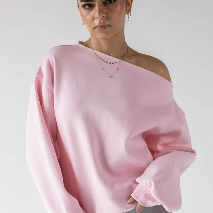 Pink Off-Shoulder Sweatshirt