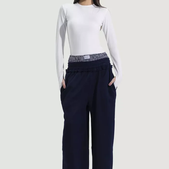navy blue ruffles boxer sweatpants