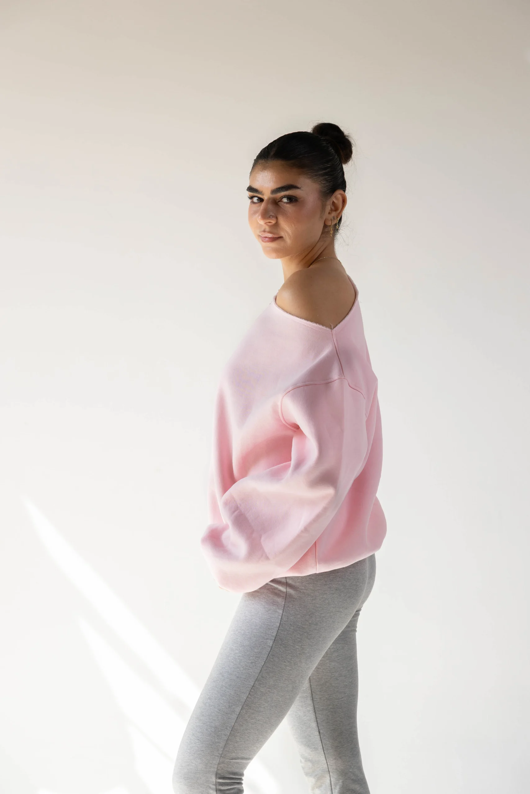 Pink Off-Shoulder Sweatshirt - Image 2