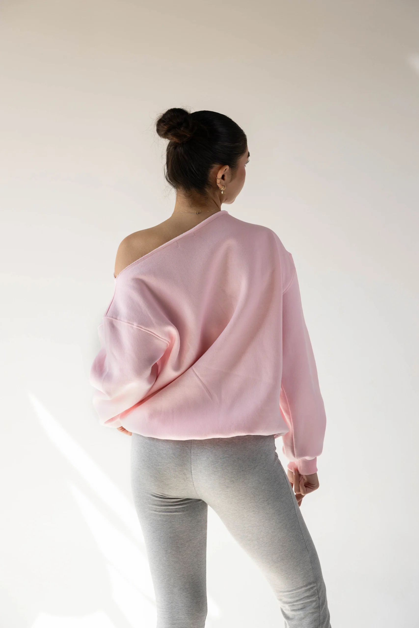 Pink Off-Shoulder Sweatshirt - Image 4
