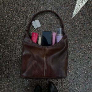 HELIO HOBO BAG GLOSSY BROWN