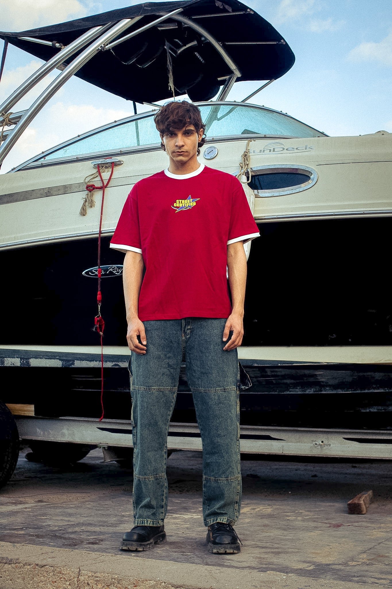RINGER T-SHIRT BURGUNDY - Image 2