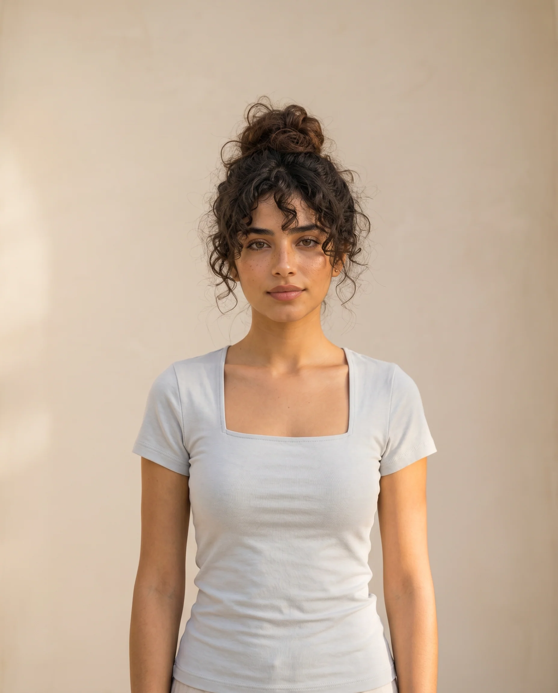 Square Neck Double Layer Top-Grey