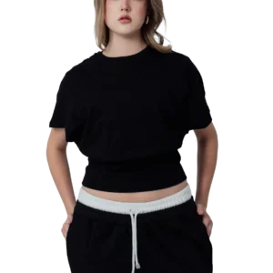 MINIMAL LACE-UP TOP โ BLACK
