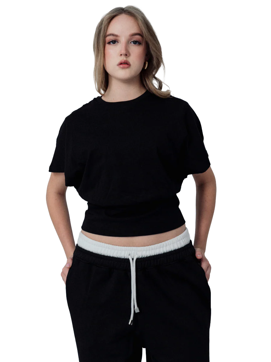 MINIMAL LACE-UP TOP – BLACK