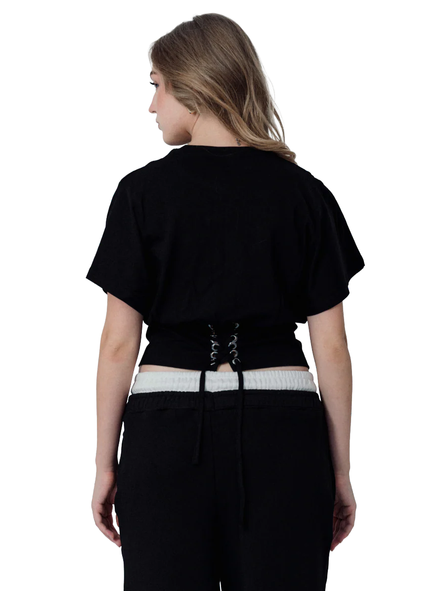 MINIMAL LACE-UP TOP – BLACK - Image 2