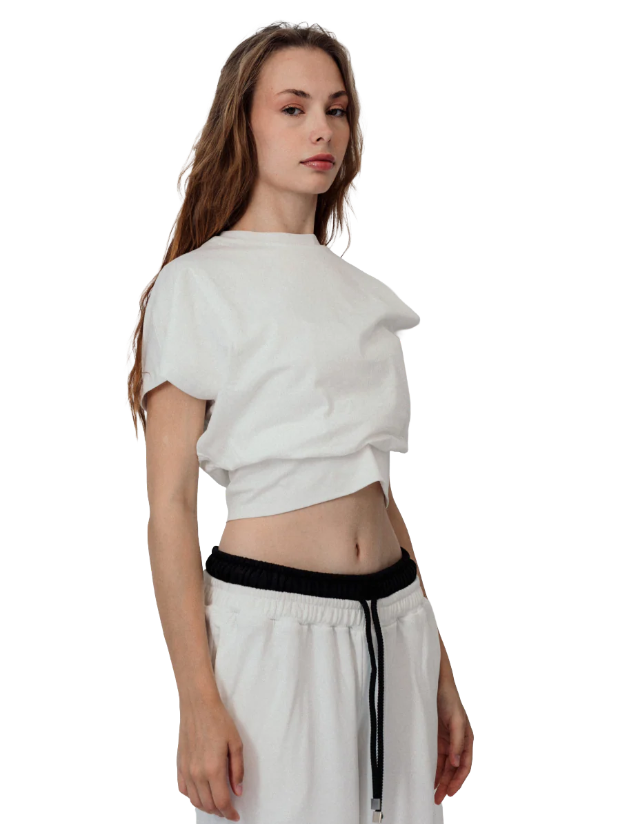 MINIMAL LACE-UP TOP – WHITE - Image 5
