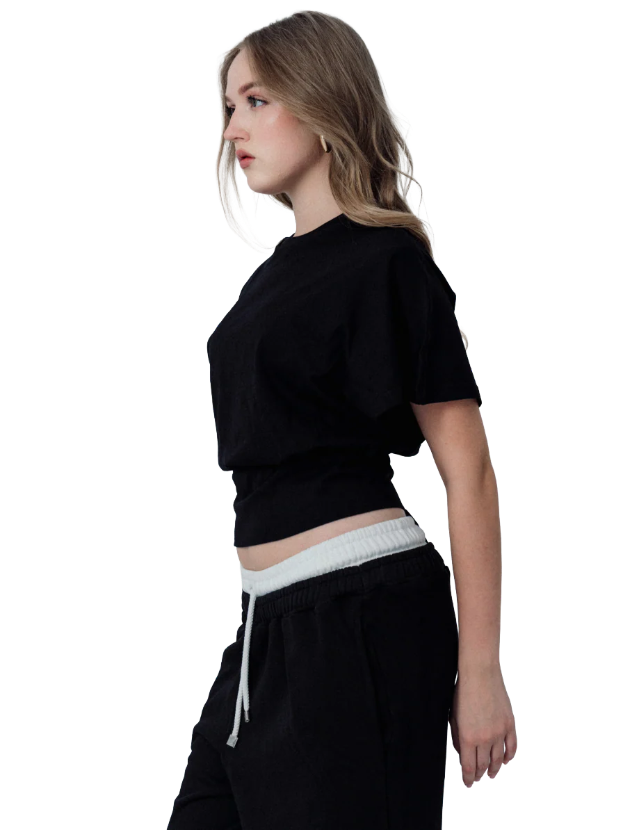 MINIMAL LACE-UP TOP – BLACK - Image 4