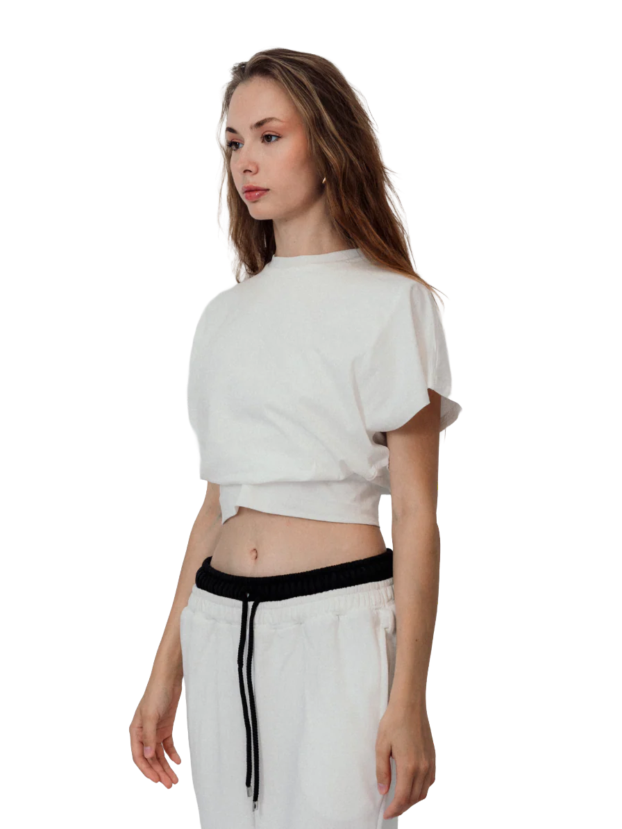MINIMAL LACE-UP TOP – WHITE - Image 2