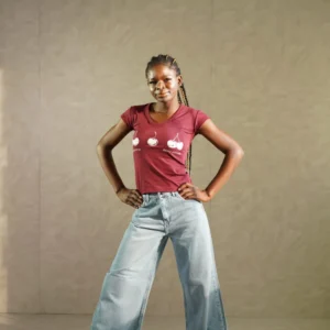 crinkle effect tee burgundy