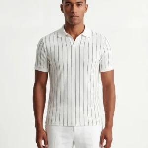 Striped Polo – White/Black