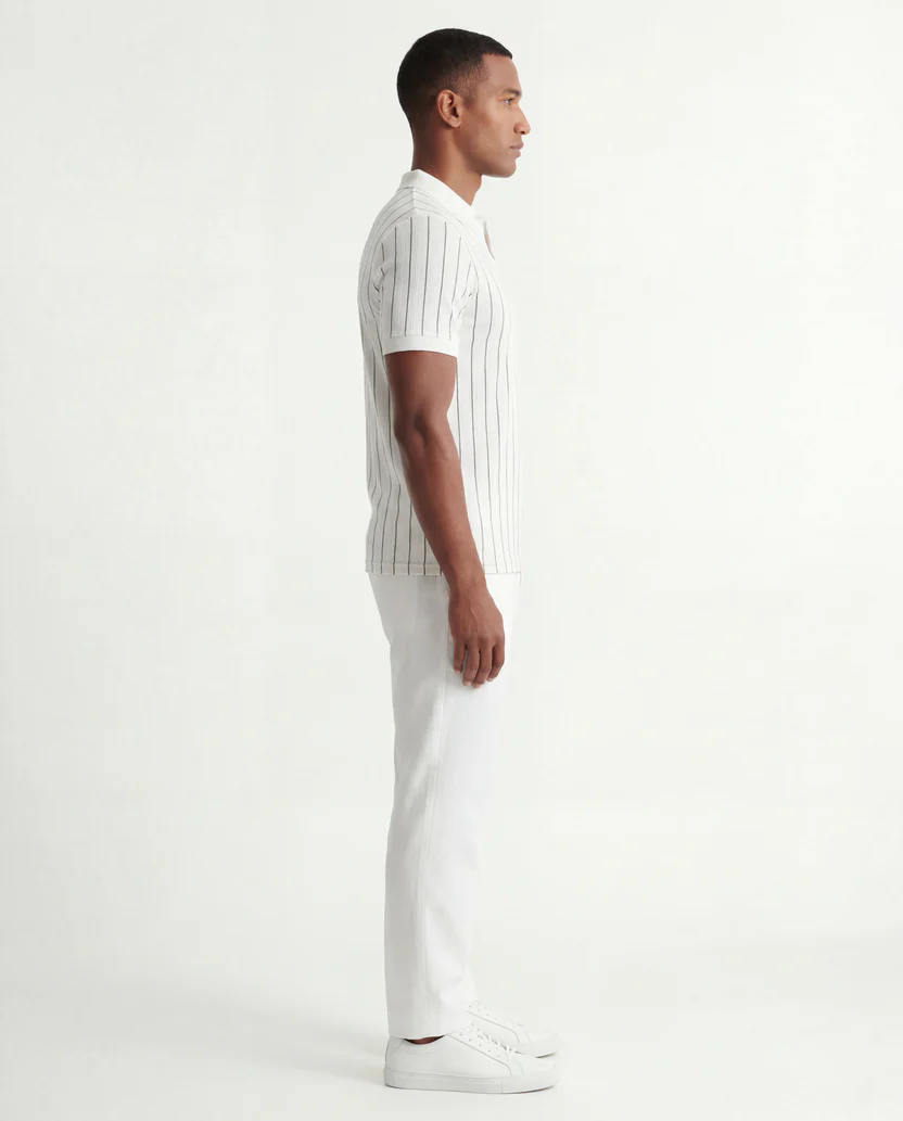 Striped Polo – White/Black - Image 4