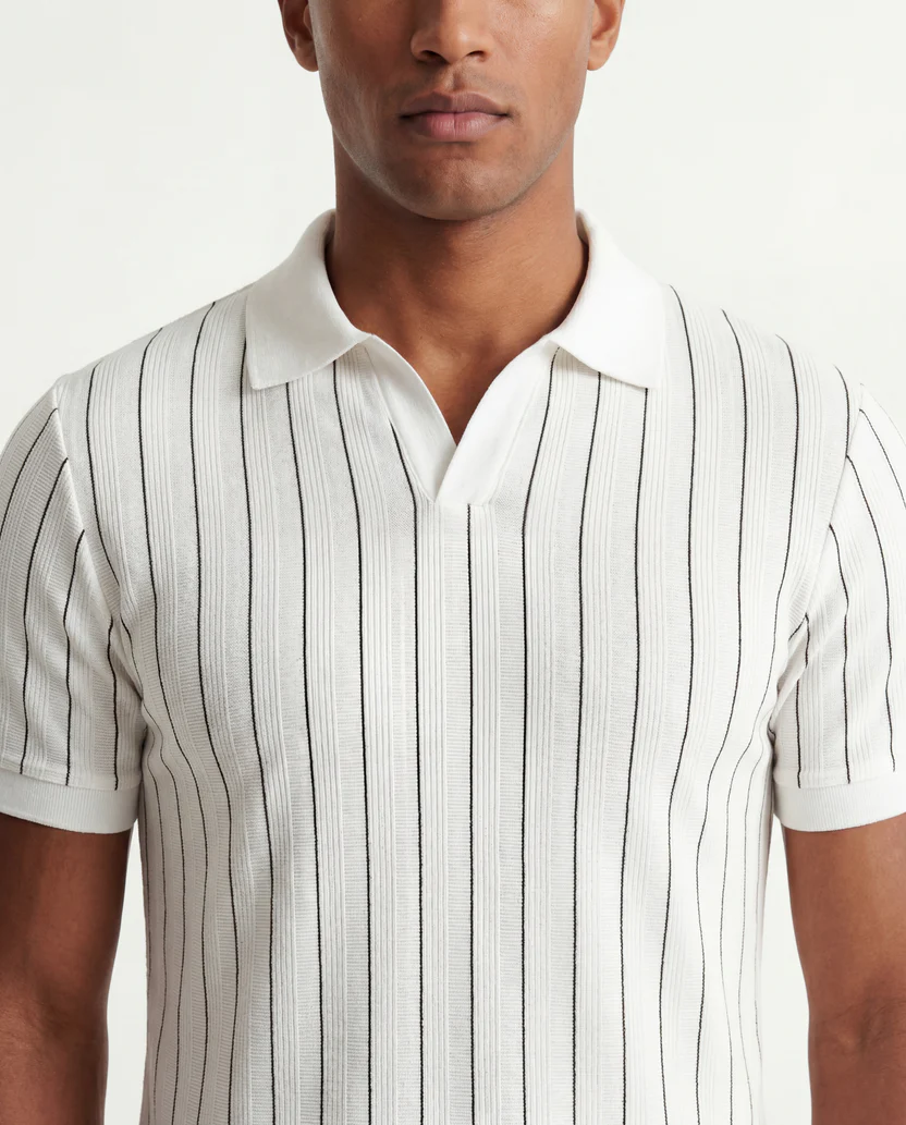 Striped Polo – White/Black - Image 2