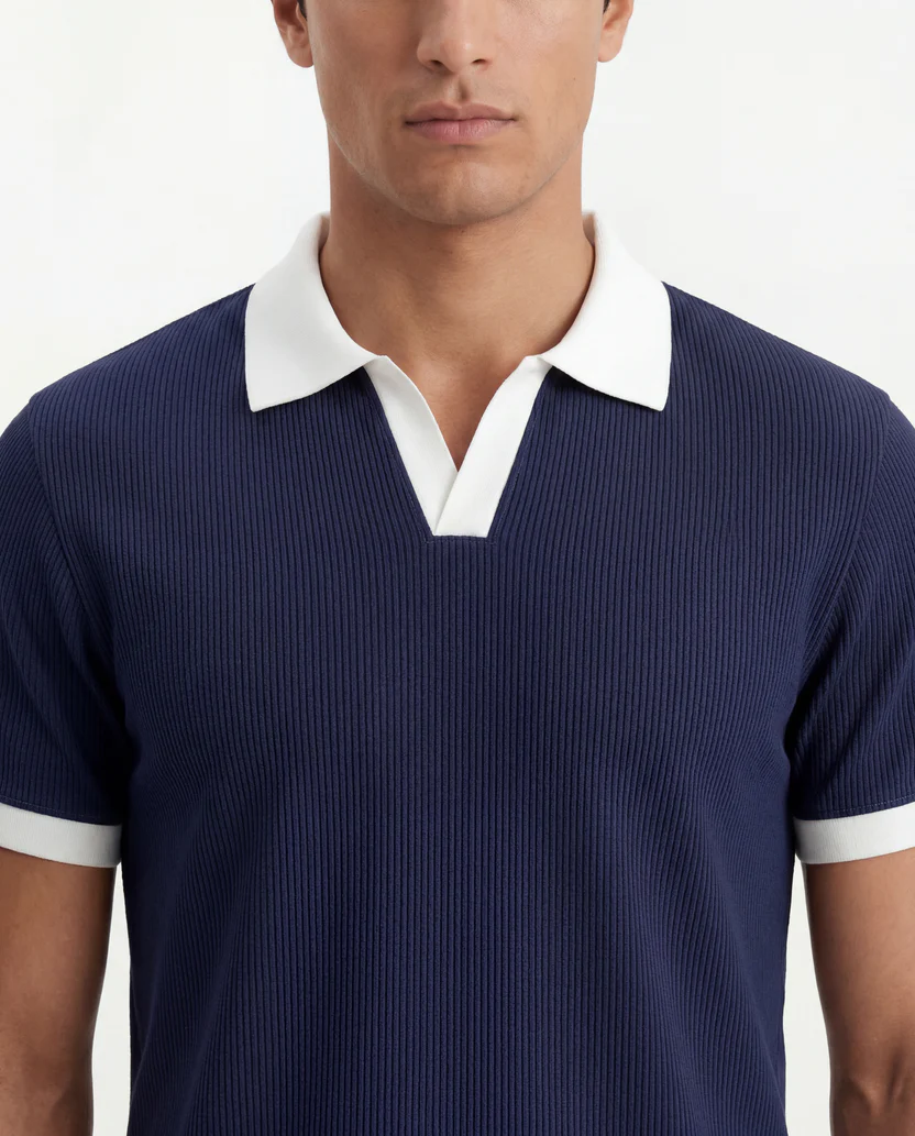Navy Contrast Polo - Image 2