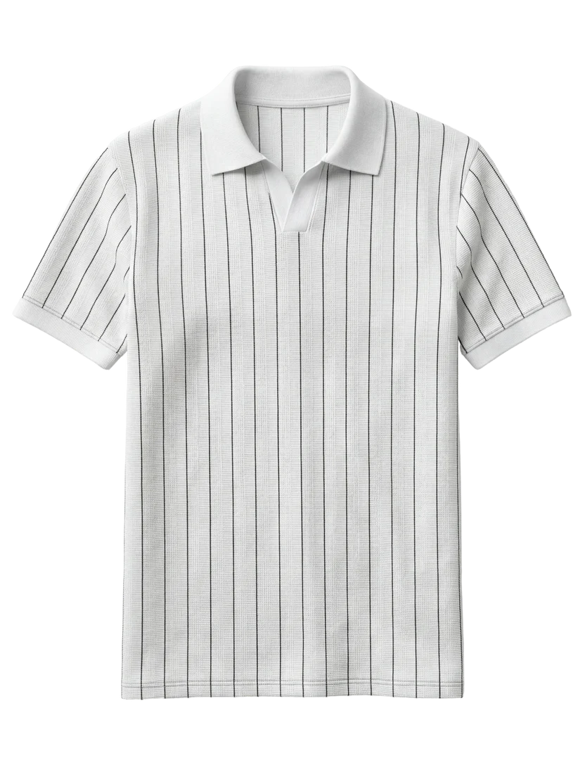 Striped Polo – White/Black - Image 5