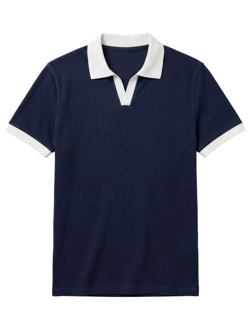 Navy Contrast Polo - Image 5