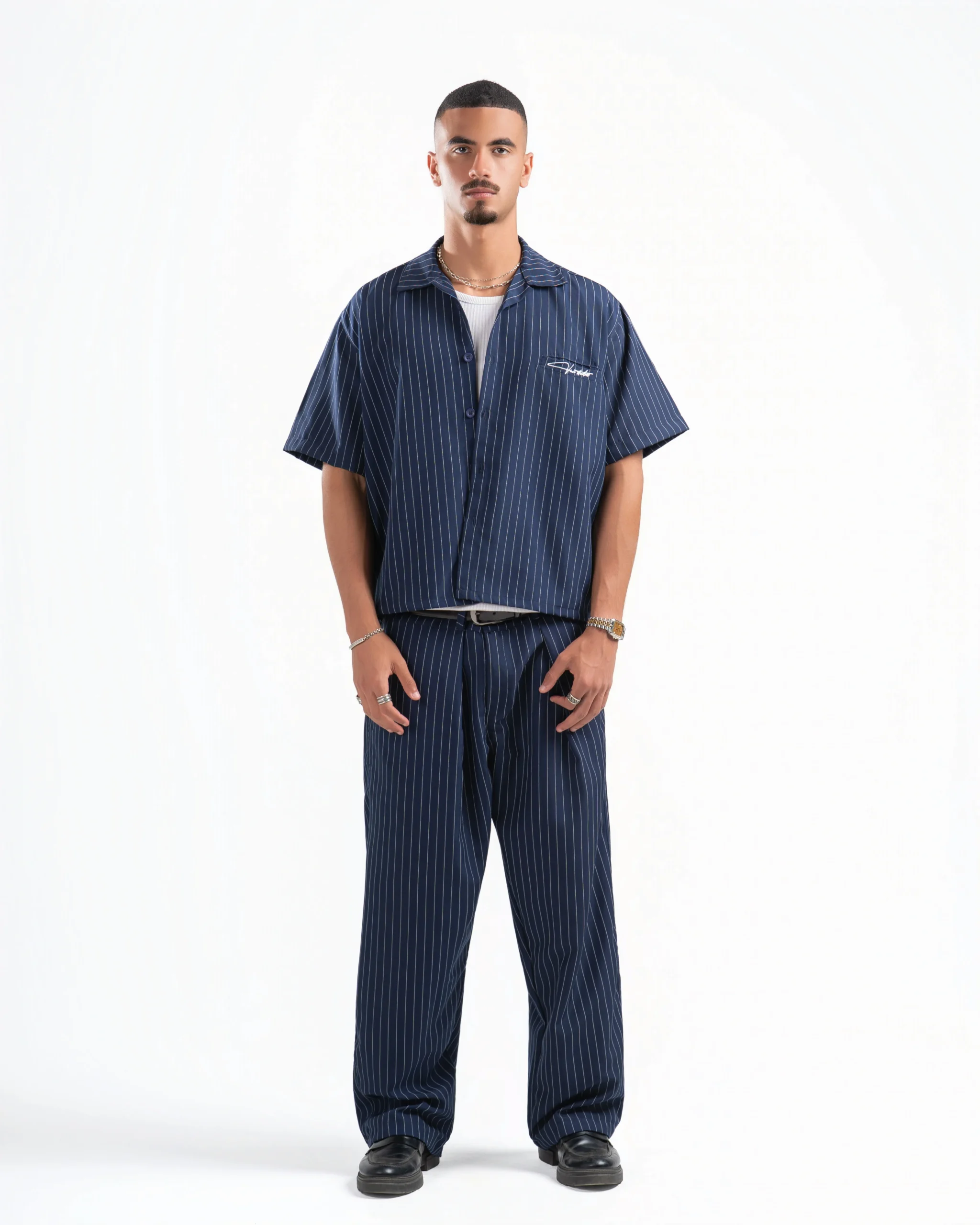striped boxy suit