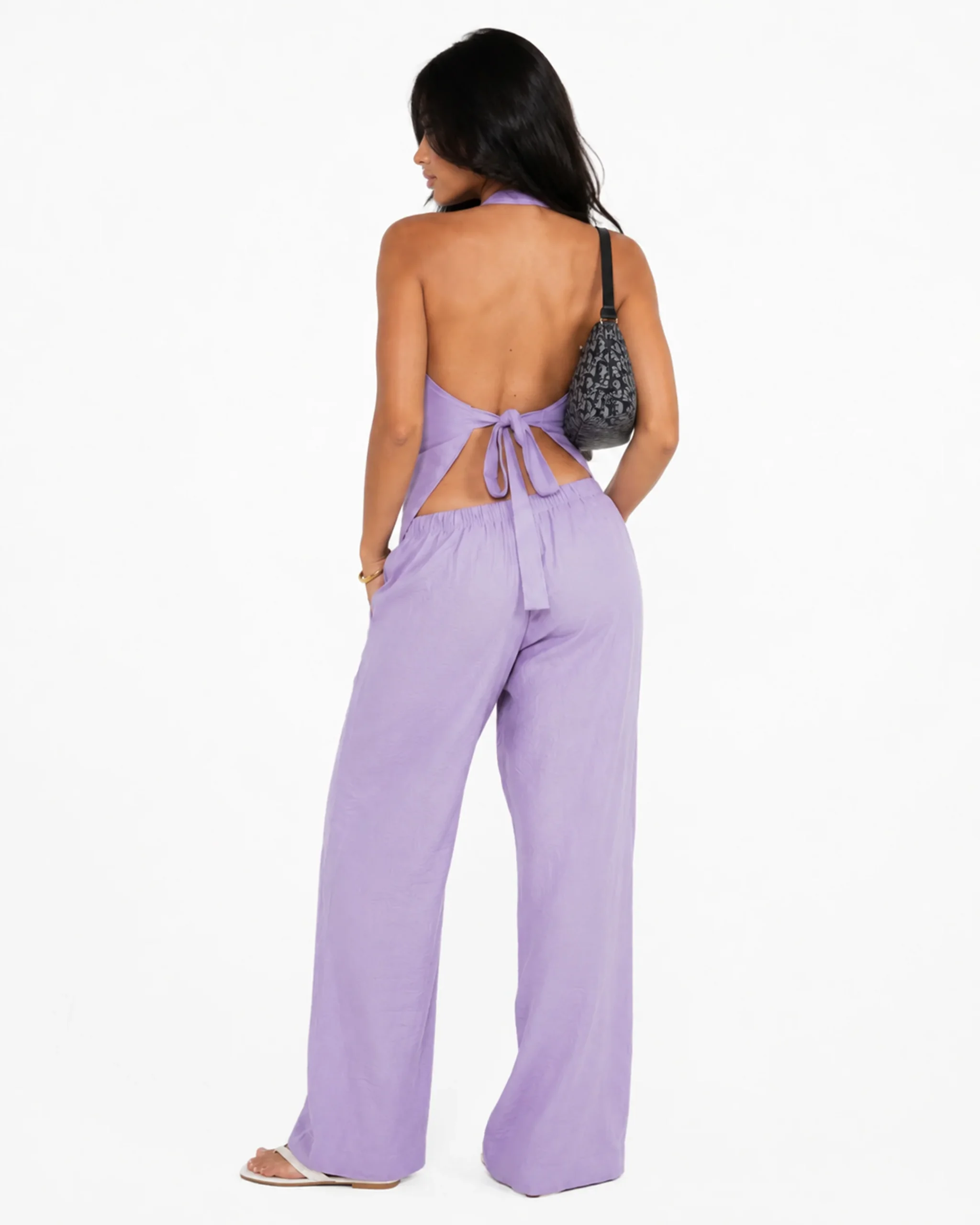 Lilac Purple backless linen set - Image 3