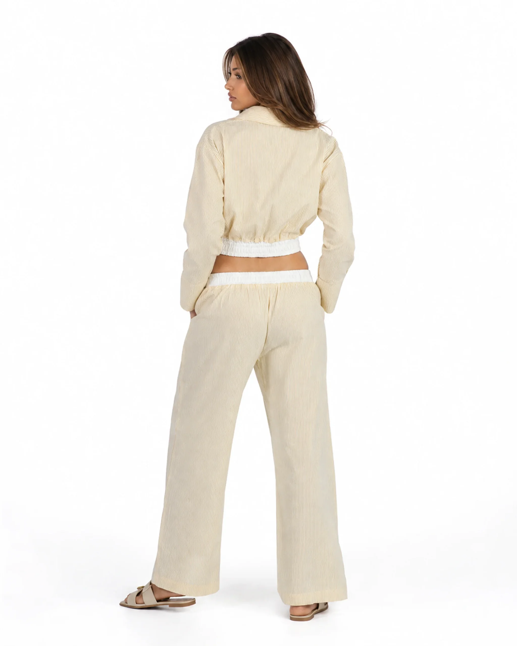 Pastel yellow Stripe set in boxer Pants - Image 3