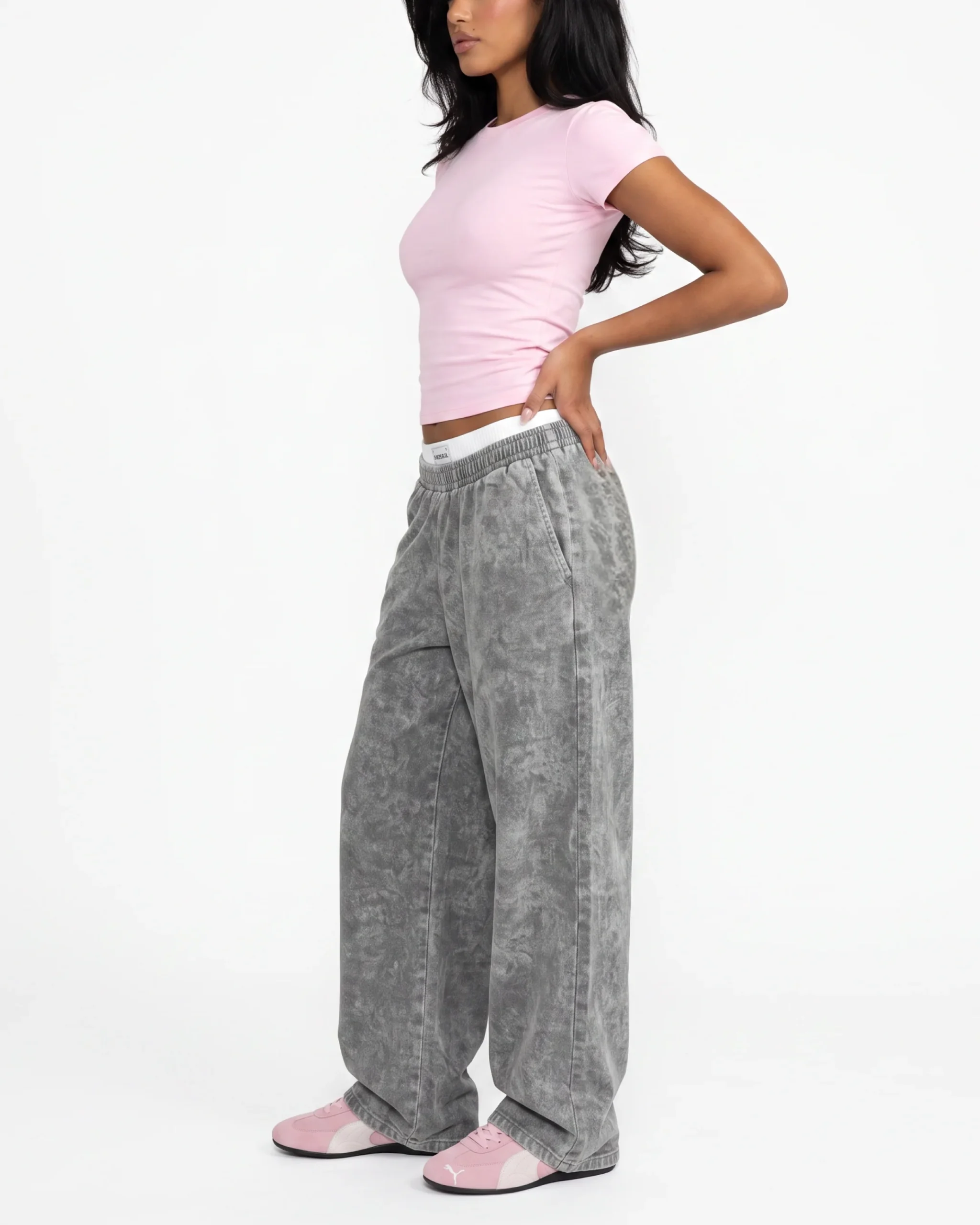 Washed Grey boxer sweatpants - Image 3