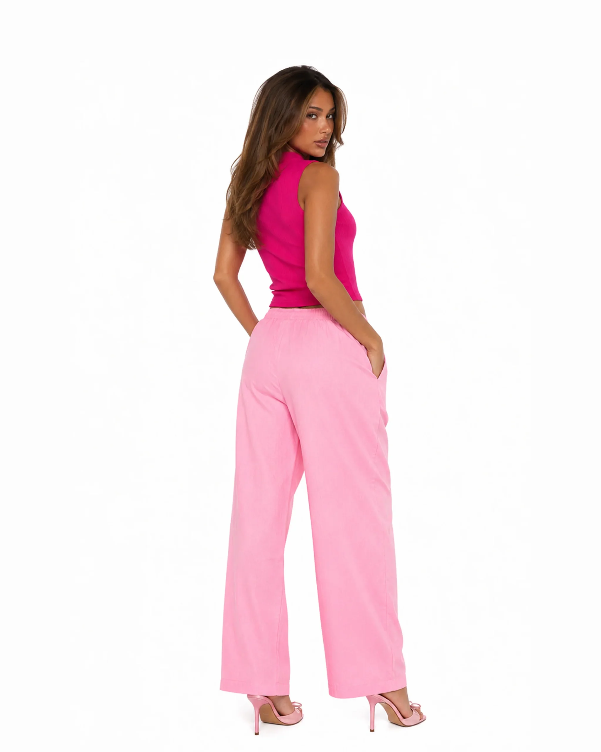 Hot pink Cut polo basic Top - Image 3
