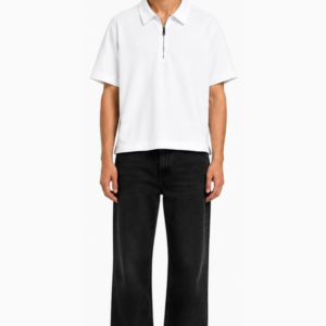 White zipper linen shirt