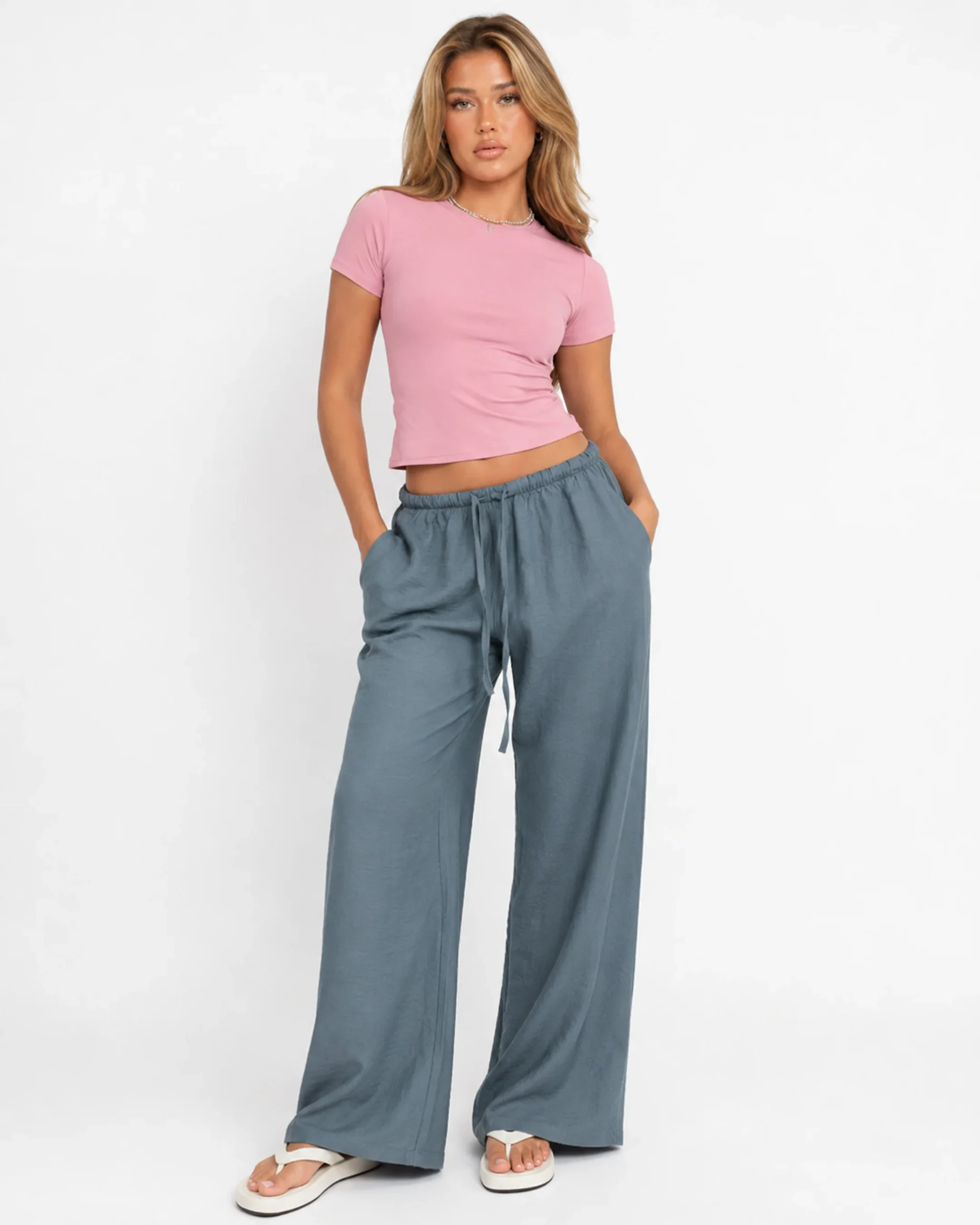 Mint linen pants